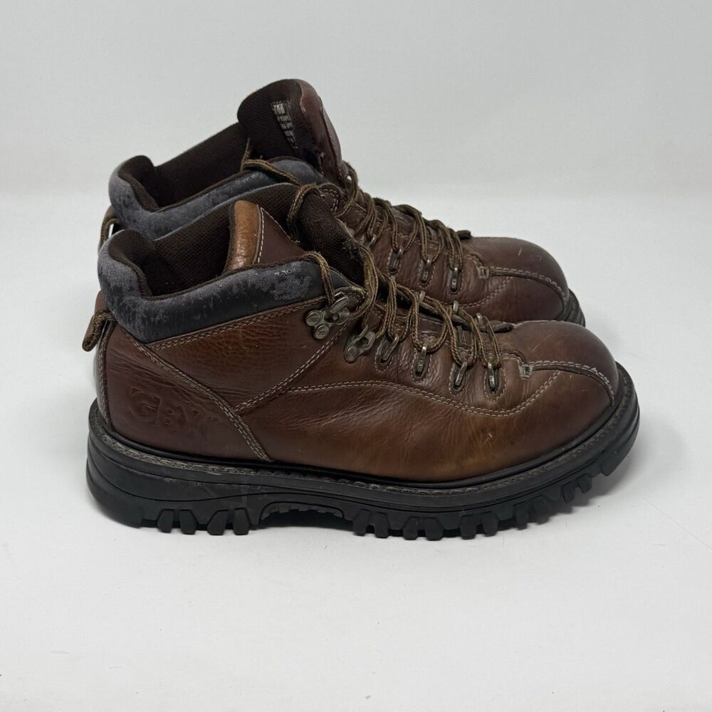GBX Boots Mens 11 Brown Leather Chunky Lug Sole Gorpcore Y2K Vintage FLAWS